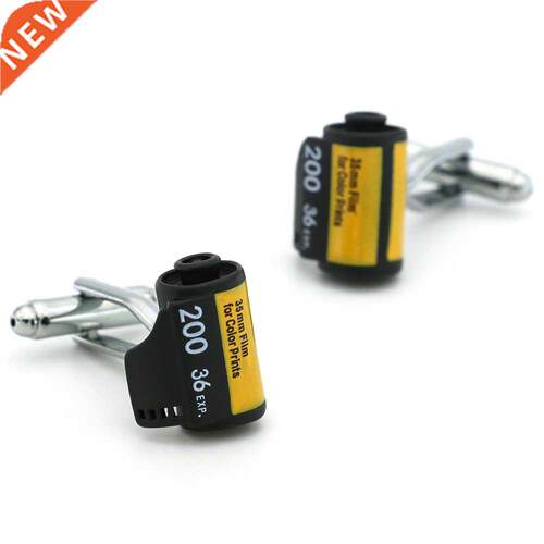 Men's Camera Roll Film Cuff Links Copper Material Black Colo