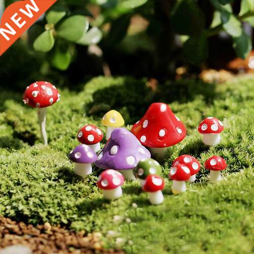10PCS Fairy Garden Miniatures Mini Mushroom Garden Decoratio