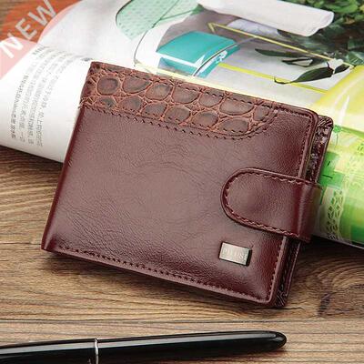 New Brand Trifold Wallet Men Clutch Money Bag Patchwork Leat