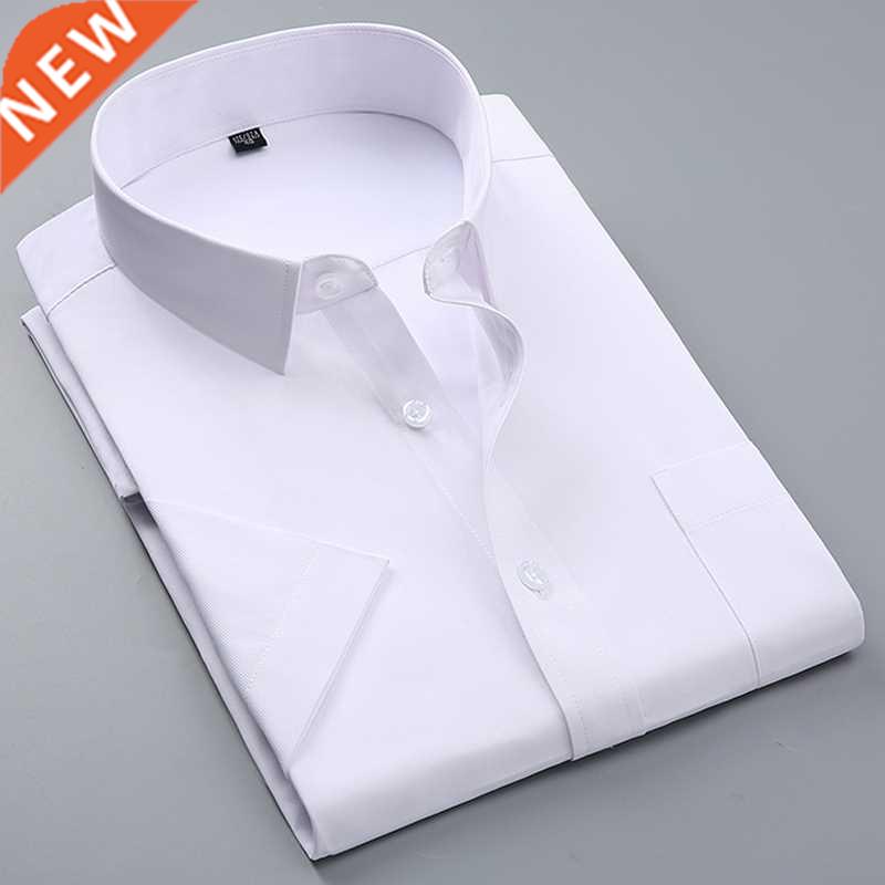 Summer Men's Short-sleeve White Basic Dress Shirt wi图片