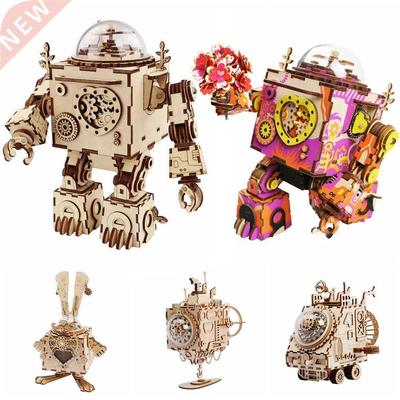 Robotime 5 Kinds Fan Rotatable Wooden DIY Steampunk Model Bu