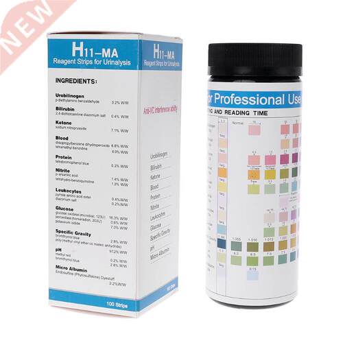 100Pcs H-11MA Urine Test Strip Reagent Strip For 11 Urinalys