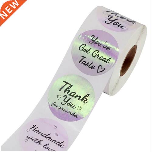 Multi design Laser Thank You Stickers Round Holographic Bu
