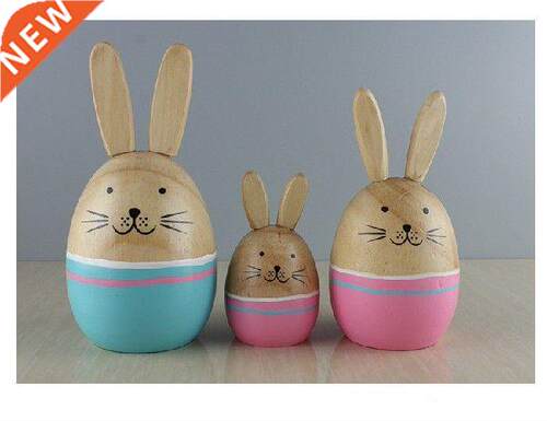 1PC New Countryside Natural Wooden Craft Lovely Rabbit