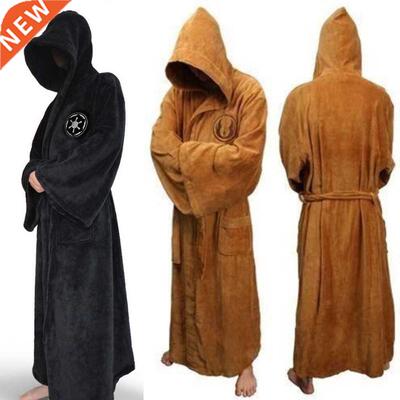 Male Flannel Robe Male With Hooded Thick Star Dressing Gown