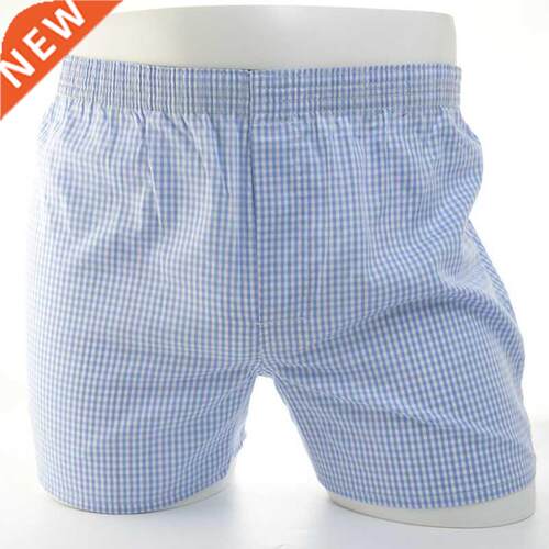 Summer Plaid Men Shorts Sleep Bottoms Male Sleepwear Pants S