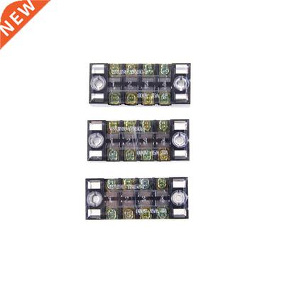 3pcs Dual Row 4 Position Screw Terminal Block Strip 600V 15A
