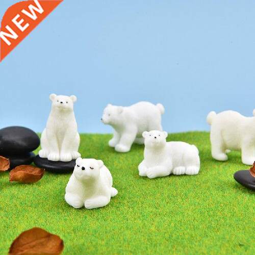 5pcs Polar Bear Family Animal Snow House Figurine Ornament