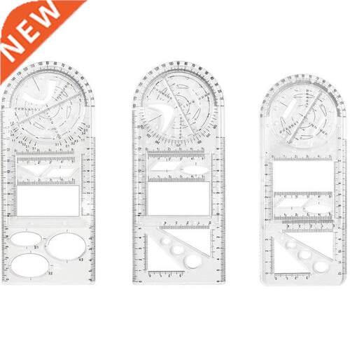 4Pcs Multifunctional Geometric Drawing Ruler Rotation Angle