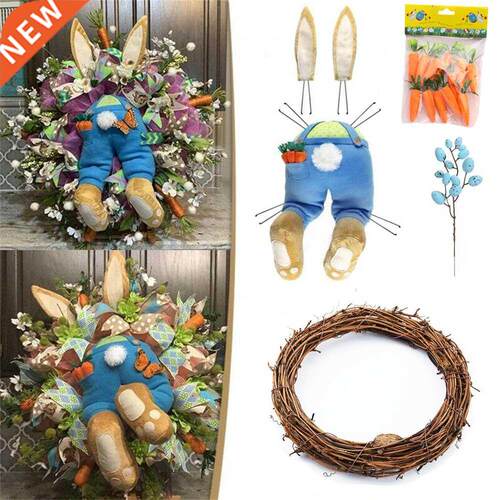 Easter Wreath Decoration Bunny Shape Doll Natural