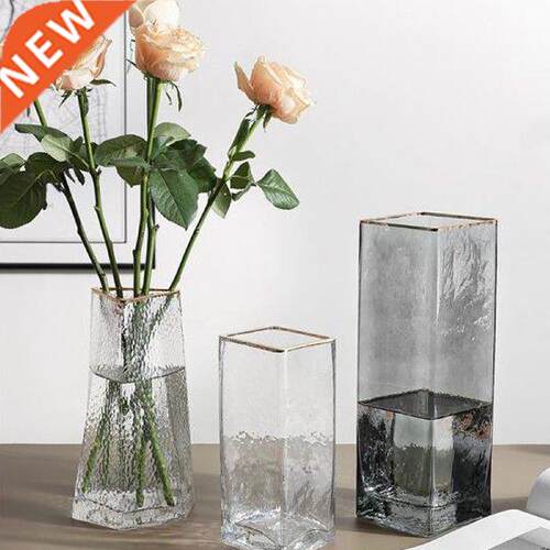 Glass Flower Vase Modern Hammered Crystal Flower Vase Table