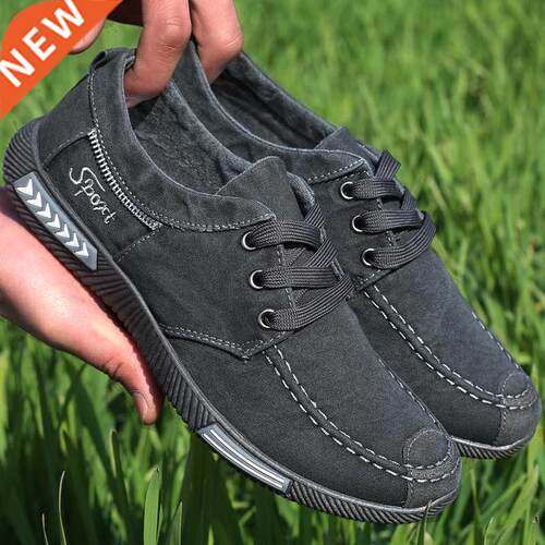 Canvas Shoes Denim Lace-Up Casual Shoes for men 休闲鞋男