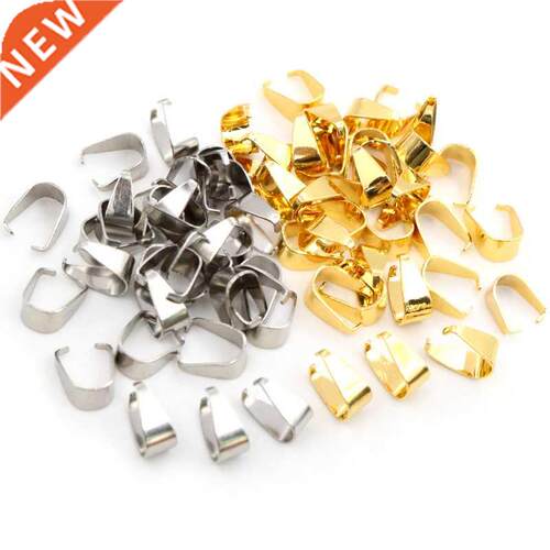 100pcs Stainless Steel Gold Plated Pendant Pinch Bail Clasps