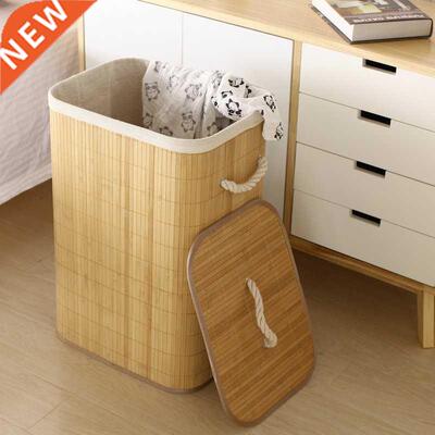 Folding Dirty Clothes Storage Basket Bamboo Laundry Washing