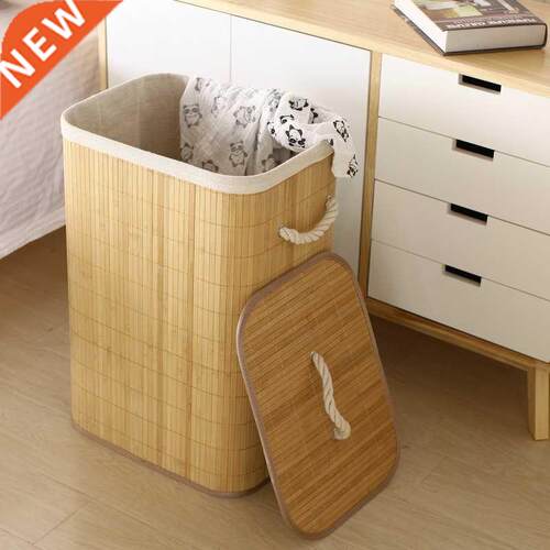 Folding Dirty Clothes Storage Basket Bamboo Laundry Washing