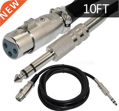 XLR Female to 1/4 inch TRS Male Cable 10FT