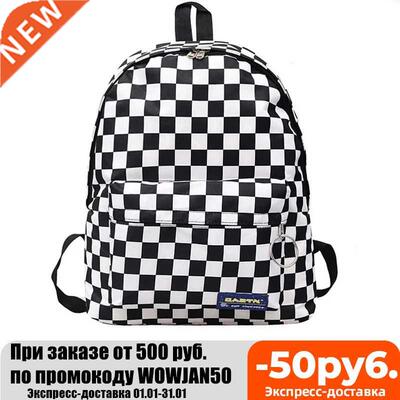 2022 Unisex Plaid Nylon Female Travel Daypack Laptop Backpac