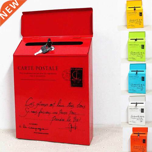 mailbox outdoor Iron Lock Letter Box Vintage Wall Mount Mail