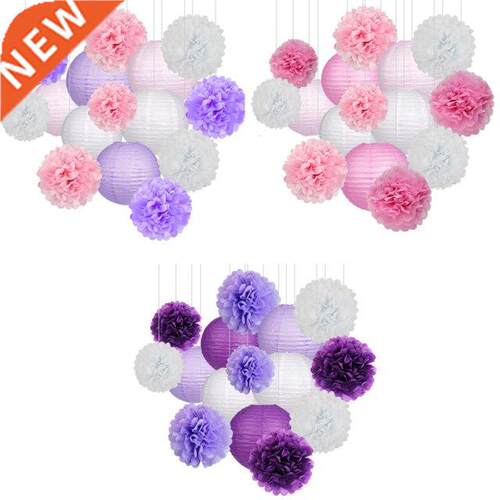 15Pcs Decorations Paper Flower Ball Paper Paper Lanterns Set