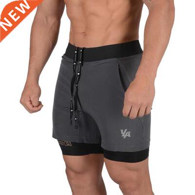 Runnng shorts men summer 2 n 1 sports ftness shorts mens
