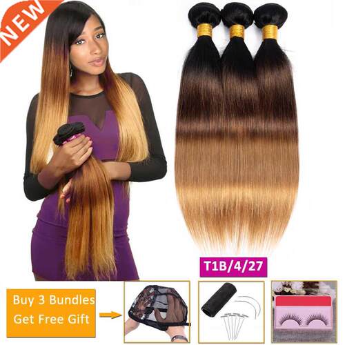 straght bundles T1b/4/27 blonde ombre human har 3 bundles