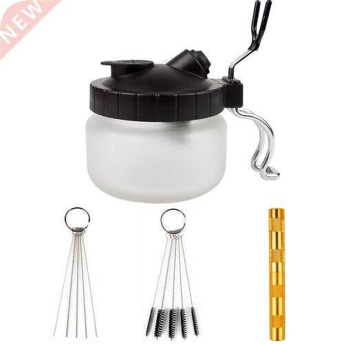 *Airbrush Cleaning Glass Pot With 3pcs/set Brush Stabilizer