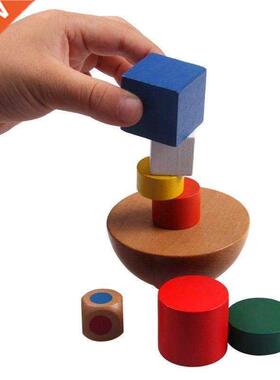 new Wooden Geometric Blocks kids Balancing Game toys Montes
