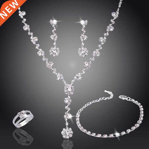Silver Color Tone Crystal Tennis african jewelry set Earring