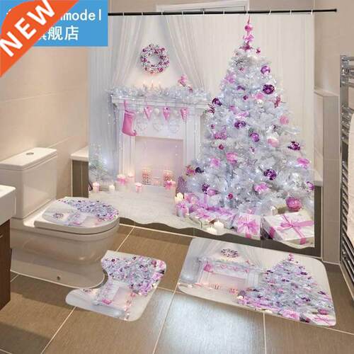 1pcs/pcs Pink Snow Printed Shower Curtains Bathroom Curtain