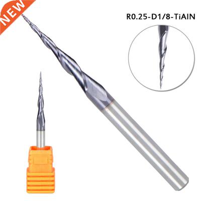 1/8 Shank CNC Carbide Ball Nose Tapered End Mill Radius 0.25