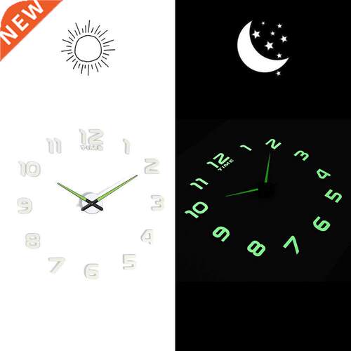 D Luminous Wall Clock Mirror Wall Stickers Creative DIY Clo