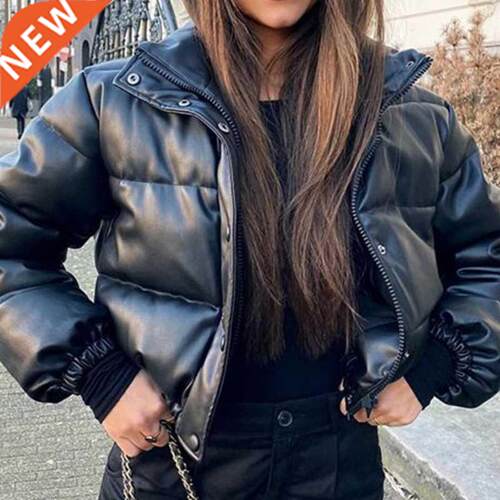 Ailegogo Winter Thick Warm Short Parkas Women Fashion Black
