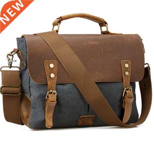 Vintage Leather + men briefcase Business bag Portfolio men