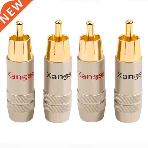 4Pcs Copper RCA Plug Gold-plated Welding HiFi Audio Adapter