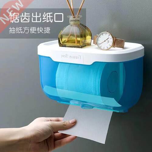 Wall Mount Bathroom Tissue Storage Box Punch-Free Phone Rac