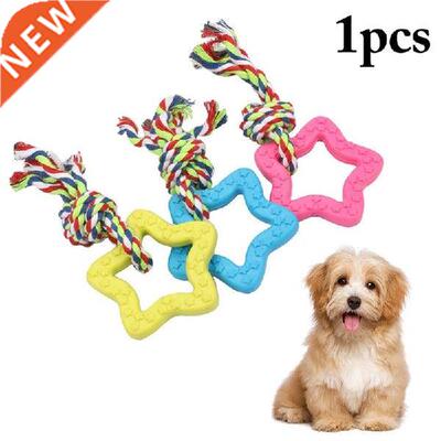 Rubber Dog Toy Star Dog Chew Toy with Cotton Rope