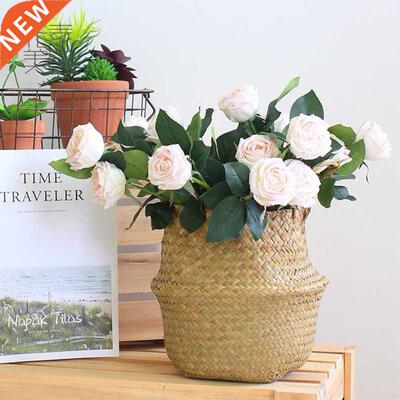 Seaweed Woven Flower Baskets Folding Laundry Storage