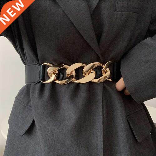 Gold chain belt elastic silver metal waist belts for women c