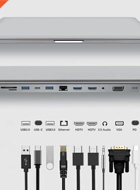 12 in 1 USB C to Rj45 Lan 4K HDMI 3 USB 3.0 Card 3.5mm Audio