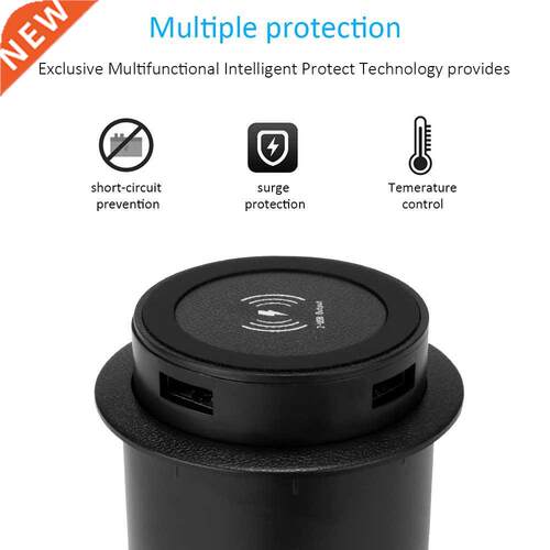 Wireless Charger With USB Port Desktop Embedded Powstro  In