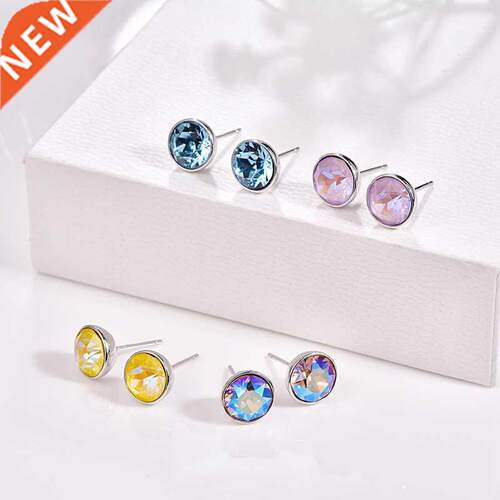 Crystals From Swarovski Earrings Sterling silver Round Pierc