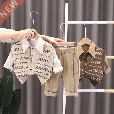 OLEKID 2022 Spring 3PCS Baby Boys Clothing Set Sweater Cardi