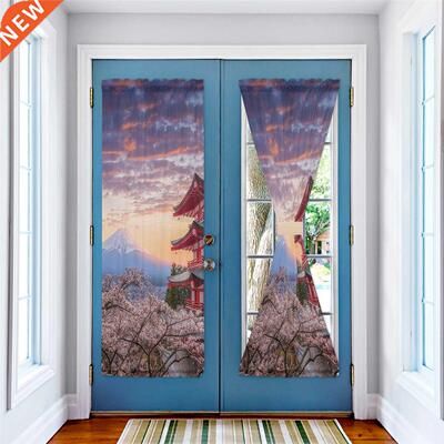 Japan Mount Fuji Cherry Blossom Door Curtains for Living