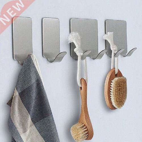 1/4pcs Self Adhesive Stainless Steel Towel Hooks Hanging