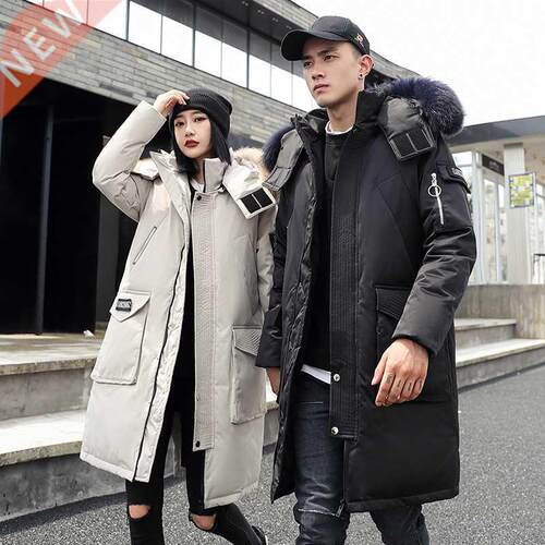 -30 Degree Couple Winter White Duck Down Jacket Long Keep Wa