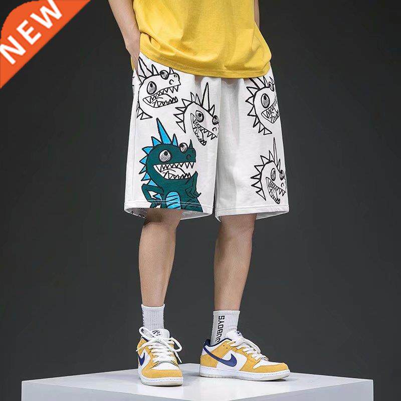 2022 printed orange cartoon anime shorts mens youth shorts