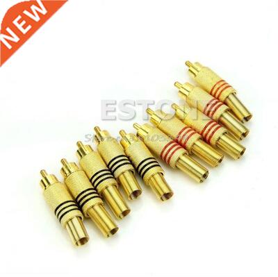 10Pcs Metal Spring RCA Plug Audio Male Connector Adapters Go