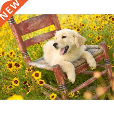 Diamond Painting Dog Golden Retriever Diy Full Round Drill D