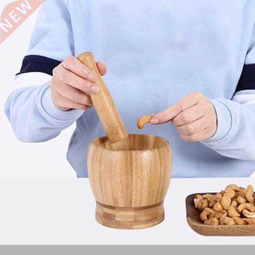 Multifunction Garlic Press Kitchen Tool Wood Mortar And Pest