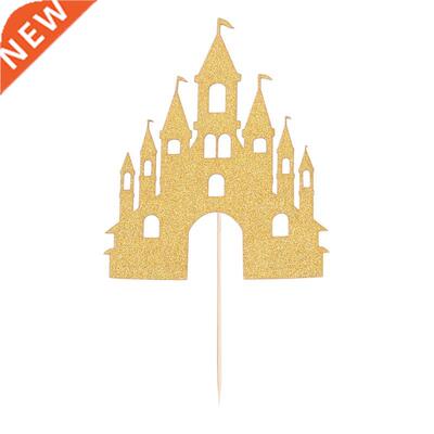 12Pcs Glitter Castle Cake Toppers Cupcake Toothpicks Insert